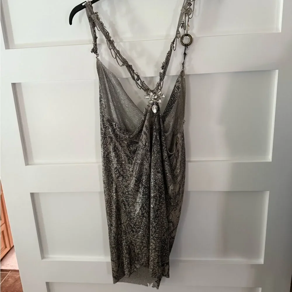 Metallic snakeskin Chainmail Dress perfect for cosplay snake print chain detail